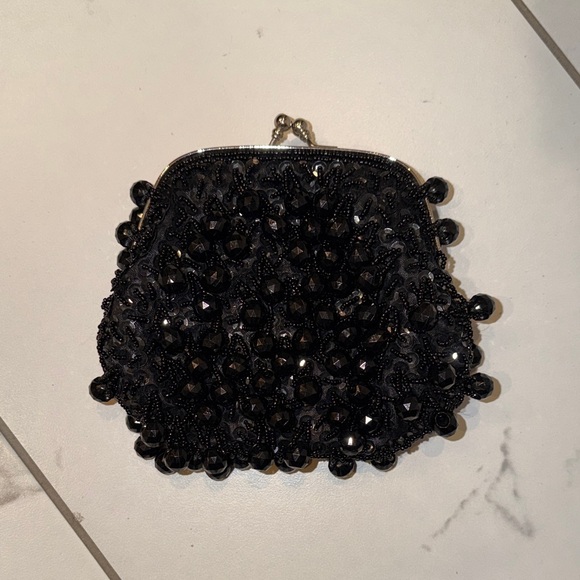 Elegant Black Beaded Clutch